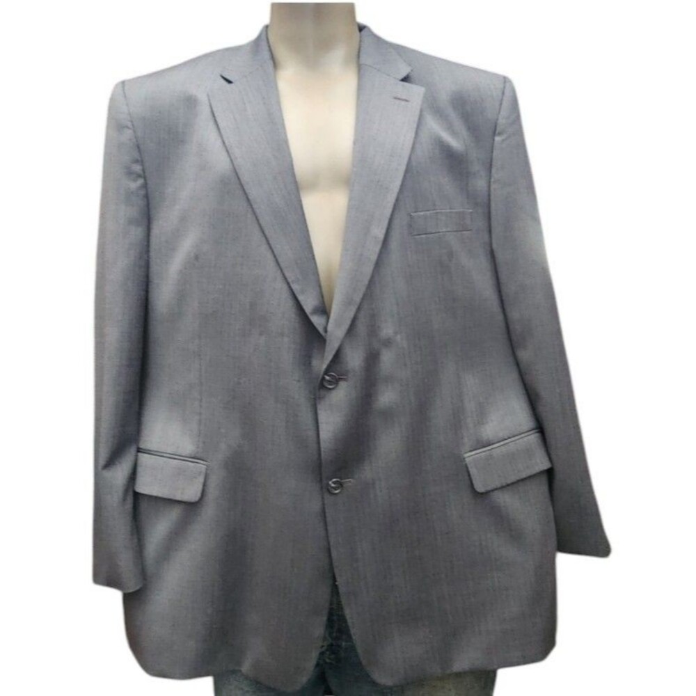 Henry Grethel Gray Size 54L Mens Suit Coat Poly/Wool Blend